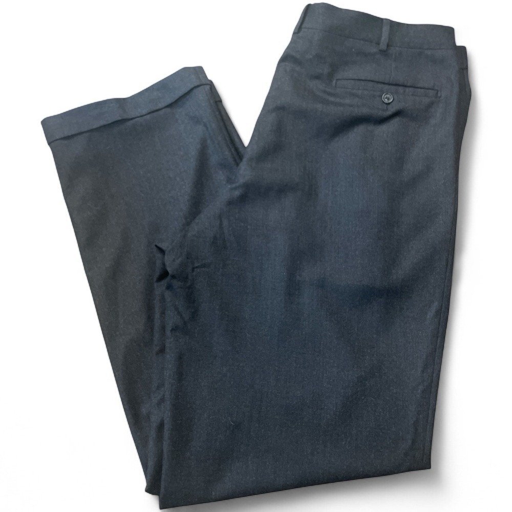 Corneliani Italian Virgin Wool Cuffed Dress Pants, Charcoal Gray, Men's 40 R